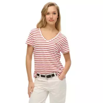 Футболка Superdry Studios Slub Embroidered short sleeve v neck, белый