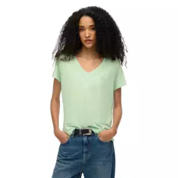 Футболка Superdry Studios Slub Embroidered short sleeve v neck, зеленый