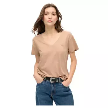 Футболка Superdry Studios Slub Embroidered Vee, бежевый