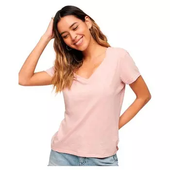 Футболка Superdry Studios Slub Embroidered Vee, розовый
