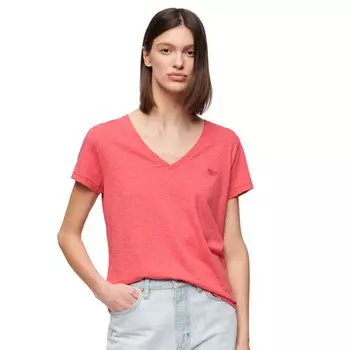 Футболка Superdry Studios Slub Embroidered Vee Short Sleeve V Neck, оранжевый