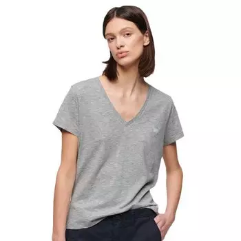 Футболка Superdry Studios Slub Embroidered Vee Short Sleeve V Neck, серый