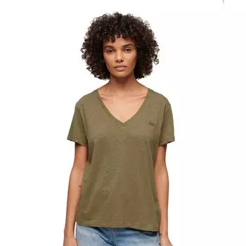 Футболка Superdry Studios Slub Embroidered Vee Short Sleeve V Neck, зеленый
