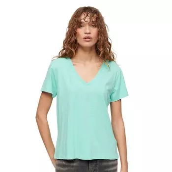 Футболка Superdry Studios Slub Embroidered Vee Short Sleeve V Neck, зеленый