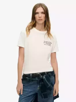 Футболка Superdry Tokyo Rhinestone Relaxed, цвет off/white