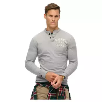 Футболка Superdry Vintage Athletic Grandad long sleeve, серый