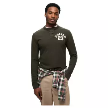 Футболка Superdry Vintage Athletic Grandad long sleeve, зеленый