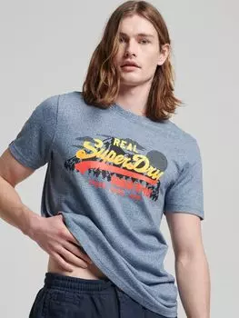 Футболка Superdry Vintage Logo Mountain, цвет Vintage Denim Grit