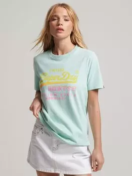 Футболка Superdry Vintage Logo Premium Faded, цвет селадоновый меланжевый