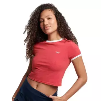 Футболка Superdry Vintage Ringer Crop, красный
