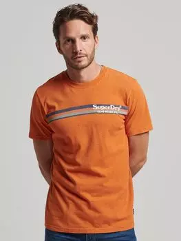Футболка Superdry Vintage Venue, джинсовая ткань цвета ржавчины оранжевого цвета