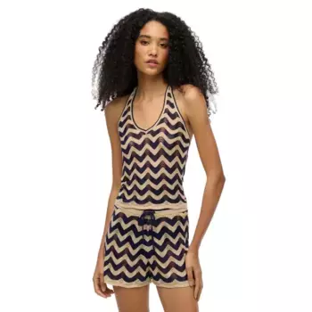 Футболка Superdry Zigzag Plunge Halter, бежевый