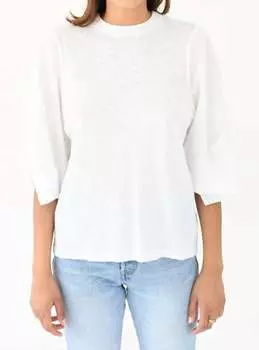 Футболка Supima Slub с рукавами-перекрутками белого цвета Stateside