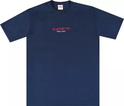 Футболка Supreme Classic Logo Tee 'Navy', синий
