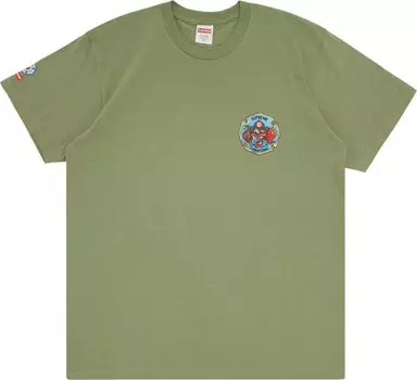 Футболка Supreme FDNY Engine 9 Tee 'Light Olive', зеленый