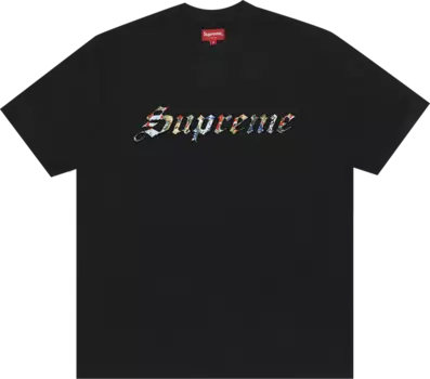 Футболка Supreme Floral Appliqu Short-Sleeve Top 'Black', черный