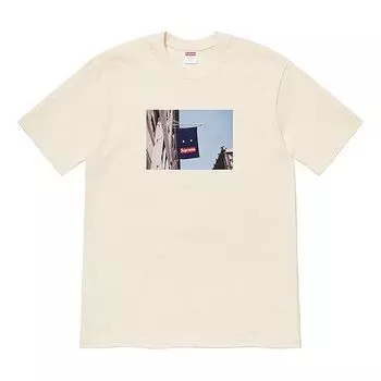 Футболка Supreme FW19 Week 1 Banner Tee Natural Short Sleeve Unisex Creamy White, кремовый