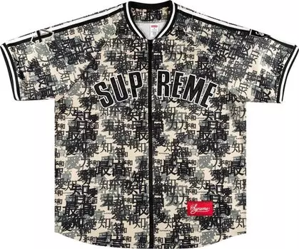 Футболка Supreme Kanji Camo Zip Up Baseball Jersey 'Tan', загар