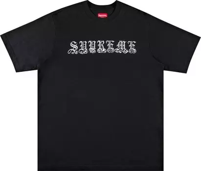 Футболка Supreme Old English Rhinestone Short-Sleeve Top 'Black', черный