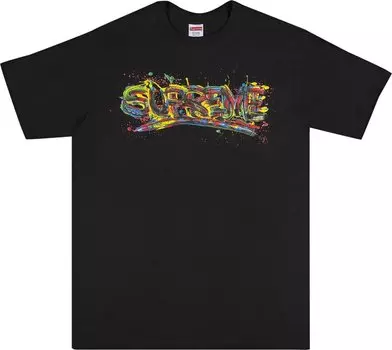 Футболка Supreme Paint Logo Tee 'Black', черный
