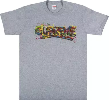 Футболка Supreme Paint Logo Tee 'Heather Grey', серый