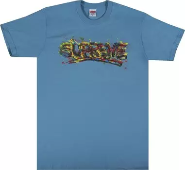 Футболка Supreme Paint Logo Tee 'Light Slate', синий