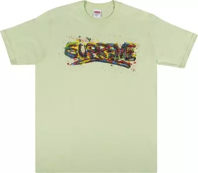 Футболка Supreme Paint Logo Tee 'Pale Mint', зеленый