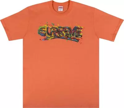 Футболка Supreme Paint Logo Tee 'Neon Orange', оранжевый