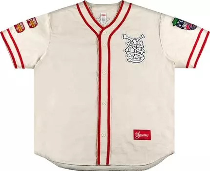 Футболка Supreme Patches Denim Baseball Jersey 'Natural', загар