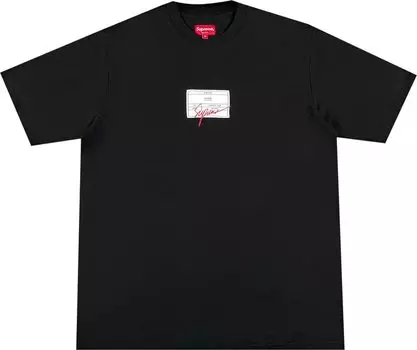 Футболка Supreme Signature Label Short-Sleeve Top 'Black', черный