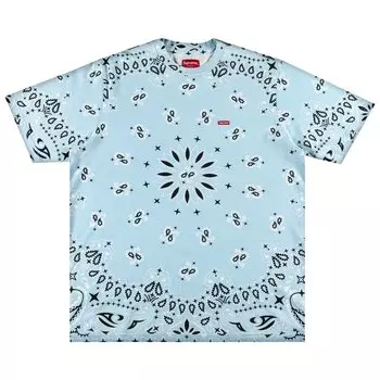Футболка Supreme Small Box, Голубая бандана