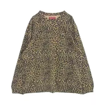 Футболка Supreme Small Box Long-Sleeve Tee Leopard, желто-коричневый