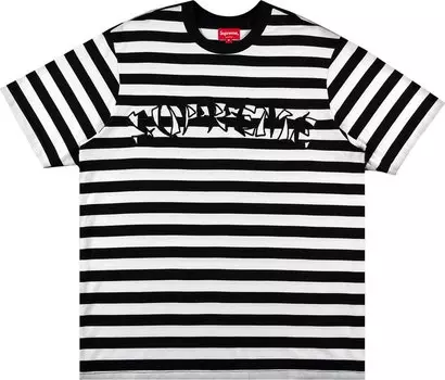 Футболка Supreme Stripe Appliqué Short-Sleeve Top 'Black', черный