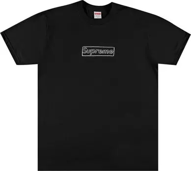 Футболка Supreme x KAWS Chalk Logo Tee 'Black', черный