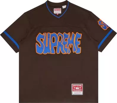 Футболка Supreme x Mitchell &amp; Ness Football Jersey 'Brown', коричневый