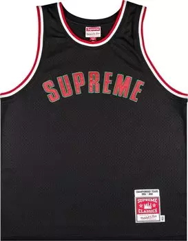 Футболка Supreme x Mitchell And Ness Basketball Jersey 'Black', черный