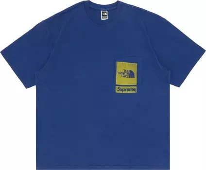 Футболка Supreme x The North Face Printed Pocket Tee 'Navy', синий