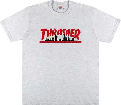 Футболка Supreme x Thrasher Skyline Tee 'Ash Grey', серый