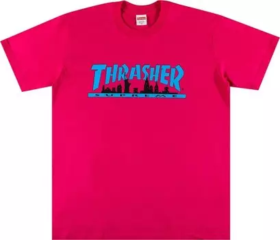 Футболка Supreme x Thrasher Skyline Tee 'Pink', розовый