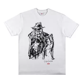 Футболка Supreme x Yohji Yamamoto Scribble Portrait Tee 'White', белый