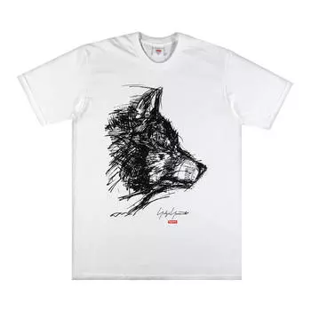 Футболка Supreme x Yohji Yamamoto Scribble Wolf, белый