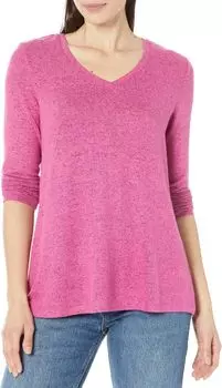 Футболка Sweet Dreams с длинными рукавами и V-образным вырезом NIC+ZOE, цвет Charged Pink