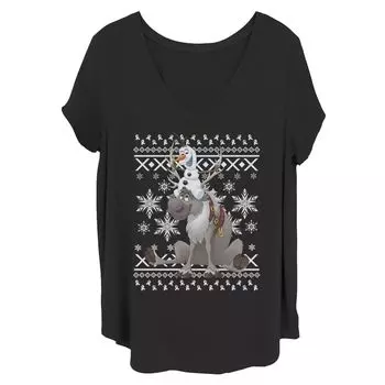 Футболка-свитер с рогами Juniors Plus Disney Frozen Olaf Sven Riding Antlers Ugly Sweater Licensed Character