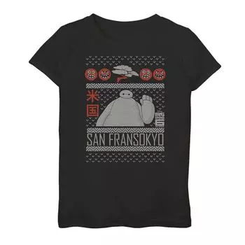 Футболка-свитер Ugly Christmas для девочек 7–16 лет с изображением Disney's Big Hero 6 Baymax Wave San Fransokyo Licensed Character