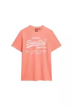 Футболка - свободная футболка vi neon с логотипом круглая горловина однотонная Superdry., оранжевый