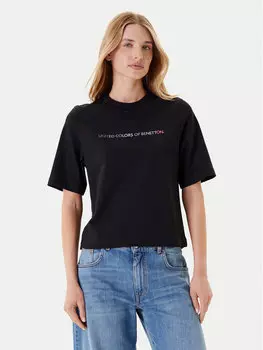 Футболка свободного кроя 3BL0D109D United Colors Of Benetton, черный