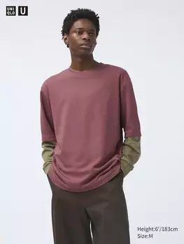 Футболка свободного кроя Airism из хлопка с круглым вырезом Uniqlo, цвет 15 красный