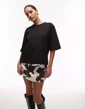 Футболка свободного кроя ARKET тяжелого кроя черного цвета