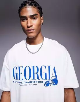 Футболка свободного кроя ASOS DESIGN белого цвета со спортивной графикой