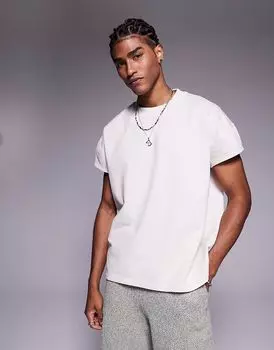 Футболка свободного кроя ASOS DESIGN бежевого цвета, свободного покроя